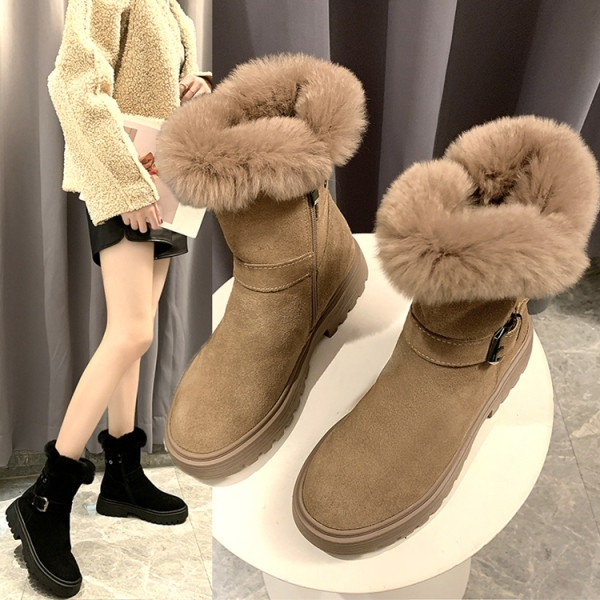 Ženske jesensko-zimske čizme s ravnim đonom i mekanom postavom i puhom