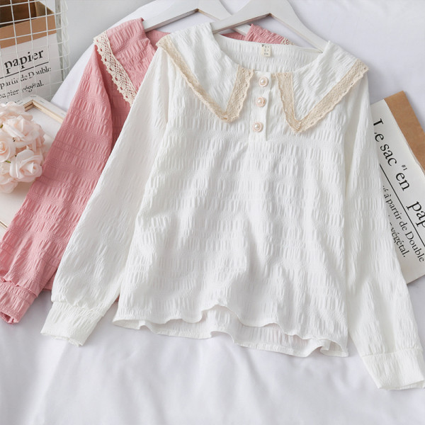 Modern női ing klasszikus gallérral és gombokkal - széles modell