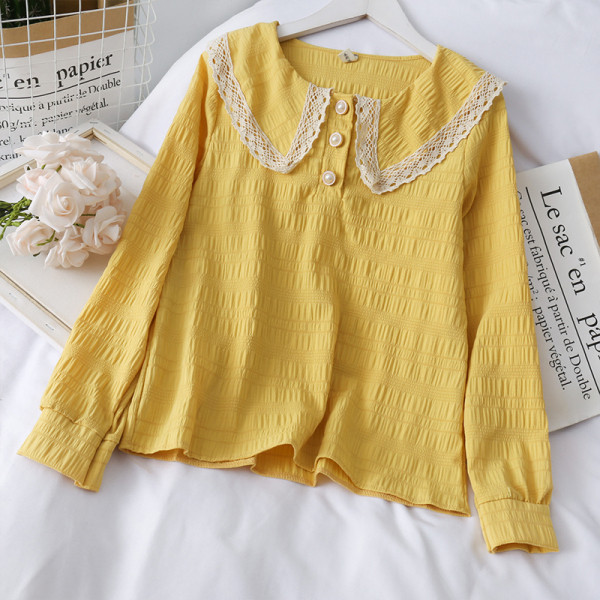 Modern női ing klasszikus gallérral és gombokkal - széles modell