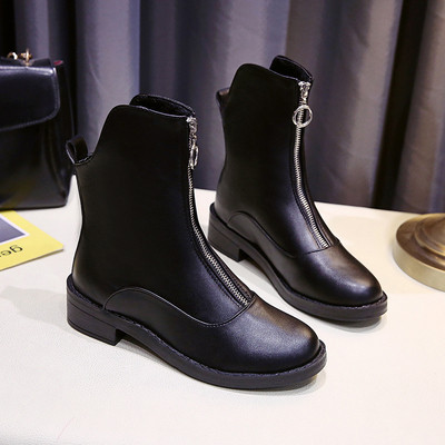 Bőr női alkalmi csizma cipzárral télre is