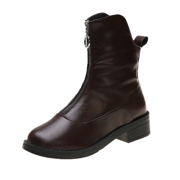 Bőr női alkalmi csizma cipzárral télre is