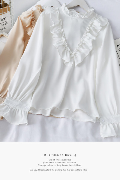 Modern női ing fürtökkel és magas gallérral