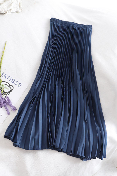 Plisseeritud naiste pikk seelik kõrge vöökohaga