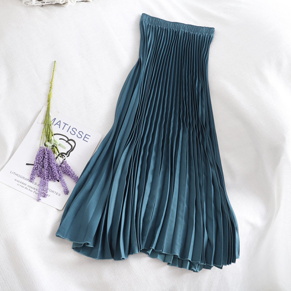 Plisseeritud naiste pikk seelik kõrge vöökohaga