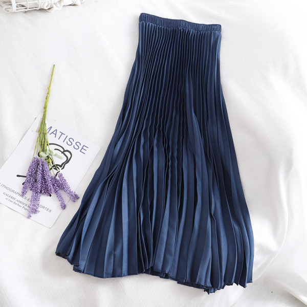 Plisseeritud naiste pikk seelik kõrge vöökohaga