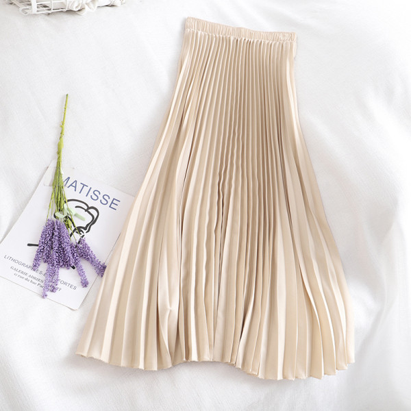 Plisseeritud naiste pikk seelik kõrge vöökohaga