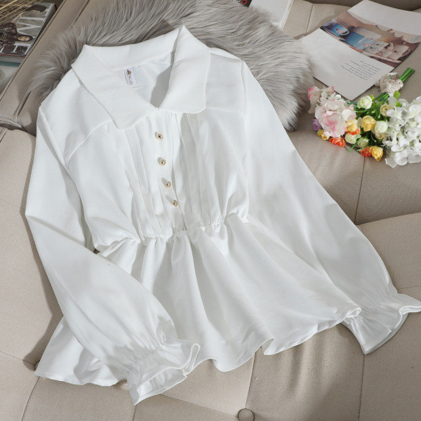 Új modell kivágott női ing, hosszú ujjal és klasszikus gallérral