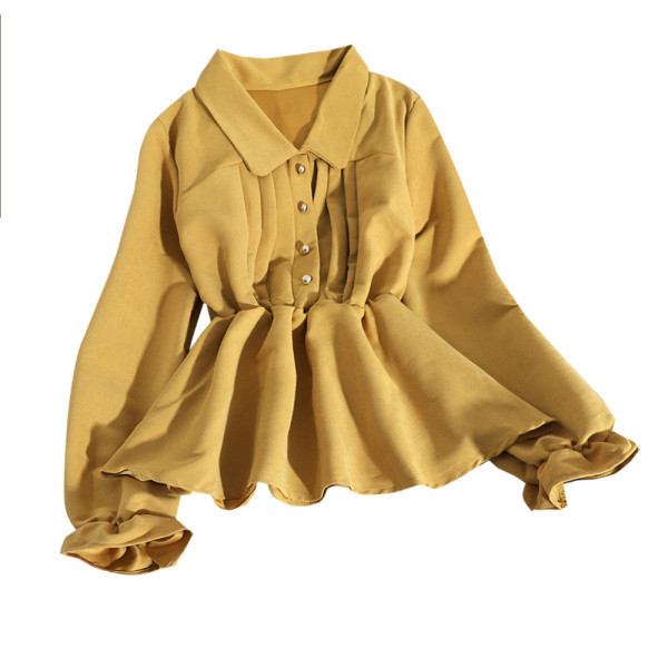 Új modell kivágott női ing, hosszú ujjal és klasszikus gallérral