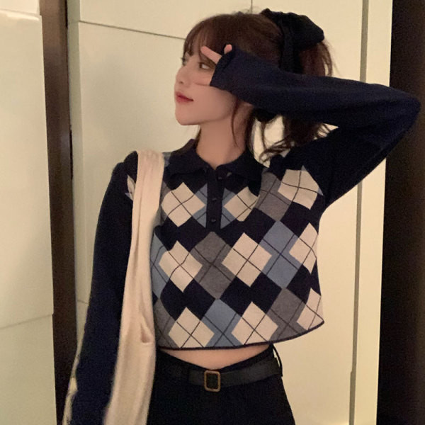 Modern női rövid blúz klasszikus gallérral