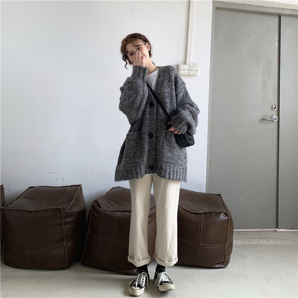 Naiste moodne pikk kardigan kahes värvitoonis lai mudel