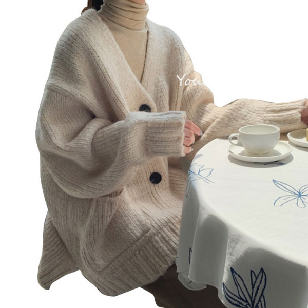 Naiste moodne pikk kardigan kahes värvitoonis lai mudel