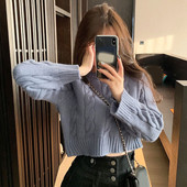 Női modern rövid kötött blúz három színben