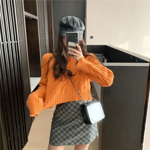 Női modern rövid kötött blúz három színben