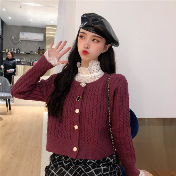 Női korszerű rövid kardigán két színben, spitz nyakkivágással