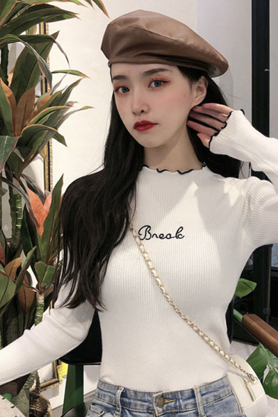 Naiste moodne liibuv pluusiga valge ja must mudel