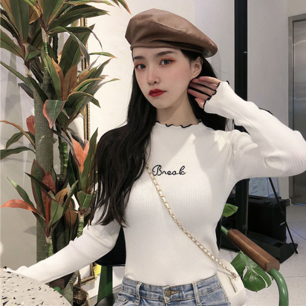 Naiste moodne liibuv pluusiga valge ja must mudel