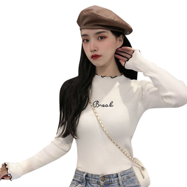 Naiste moodne liibuv pluusiga valge ja must mudel