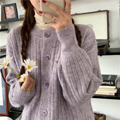 Aktuális, hosszú női kardigán két színben, ovális nyakkivágással