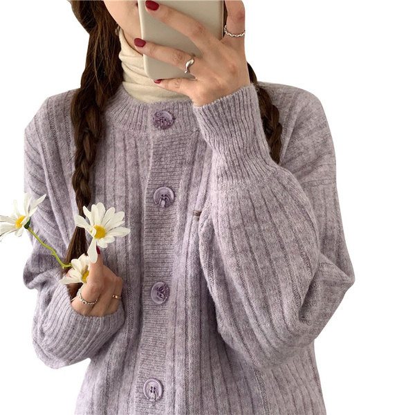 Aktuális, hosszú női kardigán két színben, ovális nyakkivágással