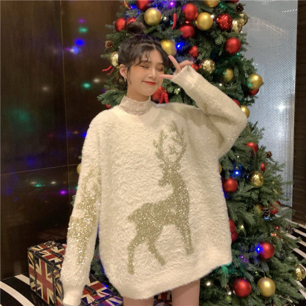 Модерен дамски дълъг пуловер в три цвята широк модел