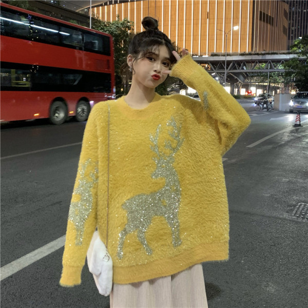 Модерен дамски дълъг пуловер в три цвята широк модел