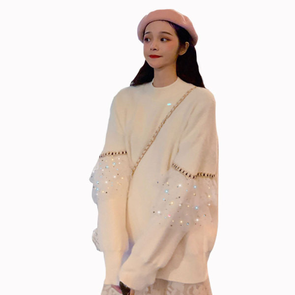 Μοντέρνο γυναικείο πουλόβερ  σε δύο χρώματα με τούλι