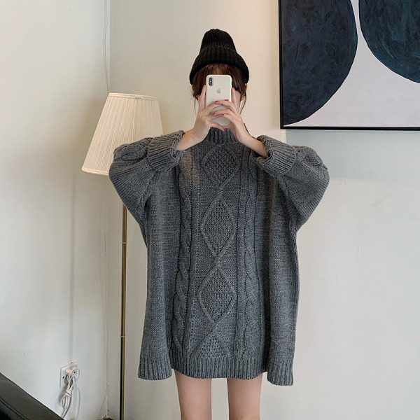 Modern női pulóver félmagas gallérral, két színben