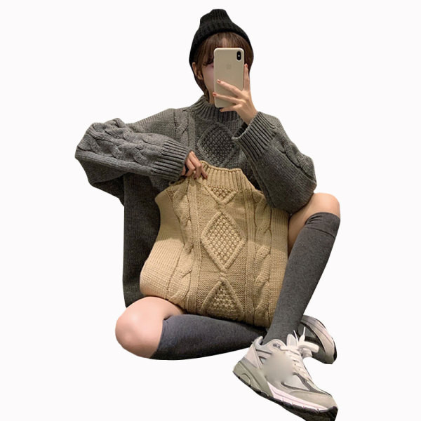 Modern női pulóver félmagas gallérral, két színben