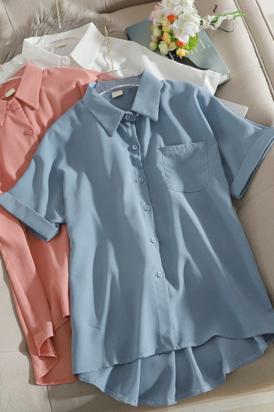 Alkalmi női ing klasszikus gallérral és zsebbel