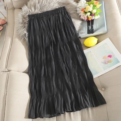 Plisseeritud šifoonist kõrge vöökohaga elastne pikk naiste seelik