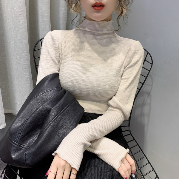 Női blúz Vékony modell magas gallérral rózsaszín, fehér és fekete színben