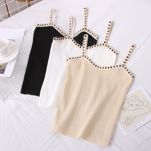 Moderna ženska majica bez rukava na tanke naramenice i pletivo