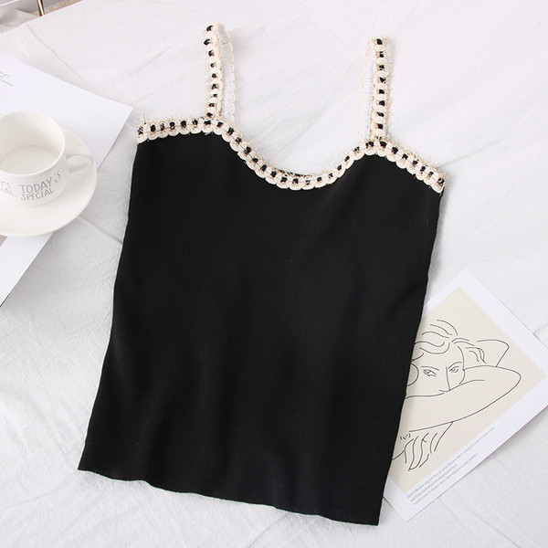 Moderna ženska majica bez rukava na tanke naramenice i pletivo