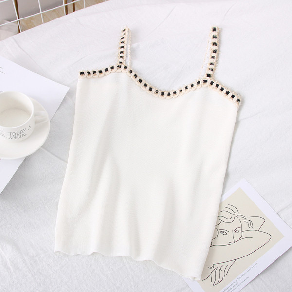 Moderna ženska majica bez rukava na tanke naramenice i pletivo