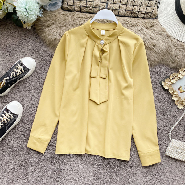 Női modern tavaszi ing alacsony gallérral fehér, kék, piros, sárga, rózsaszín és fekete színben