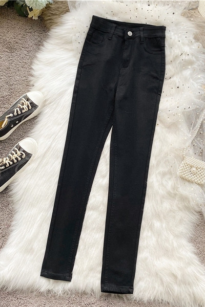 Moodsad musta kõrge vöökohaga naiste teksad