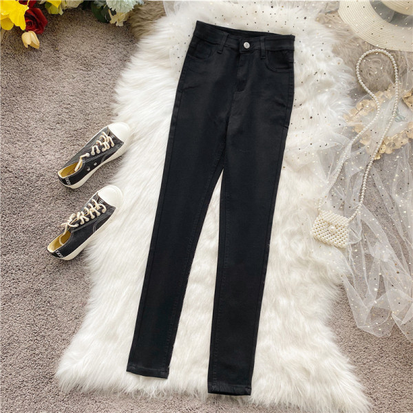 Moodsad musta kõrge vöökohaga naiste teksad