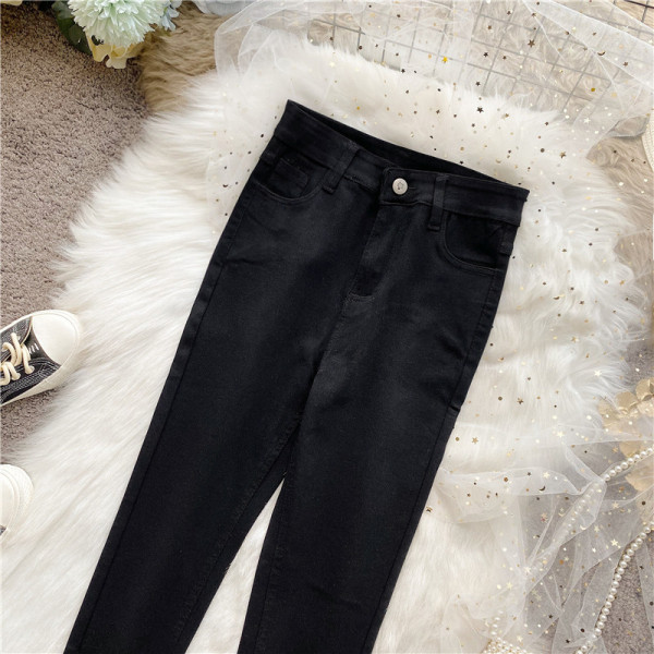 Moodsad musta kõrge vöökohaga naiste teksad