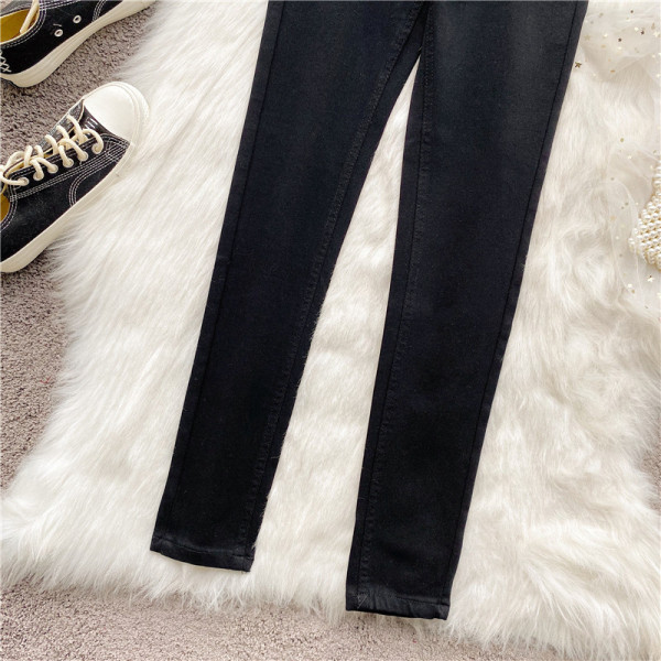 Moodsad musta kõrge vöökohaga naiste teksad