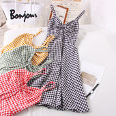 Pántos női kockás ruha - szabású modell