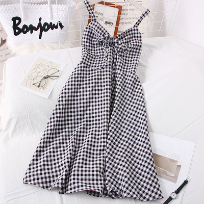 Pántos női kockás ruha - szabású modell