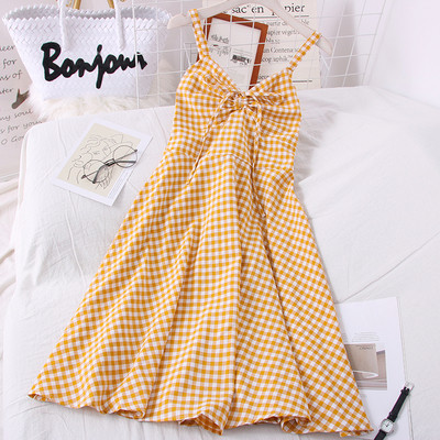 Pántos női kockás ruha - szabású modell