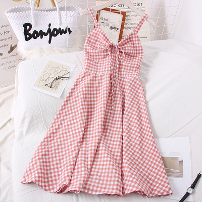 Pántos női kockás ruha - szabású modell