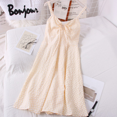 Pántos női kockás ruha - szabású modell