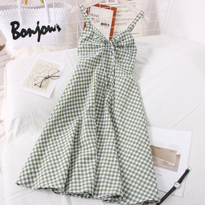 Pántos női kockás ruha - szabású modell