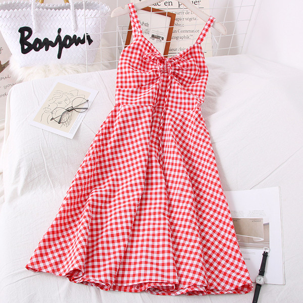 Pántos női kockás ruha - szabású modell