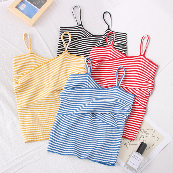 Csíkos női felső vékony pántokkal Karcsú modell