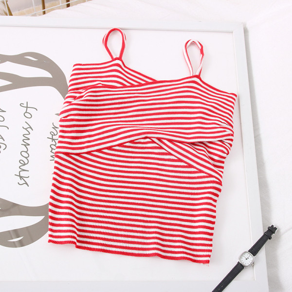 Csíkos női felső vékony pántokkal Karcsú modell