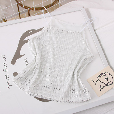 Új modell női felső vékony pántokkal és flitterekkel
