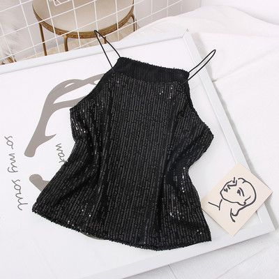 Új modell női felső vékony pántokkal és flitterekkel